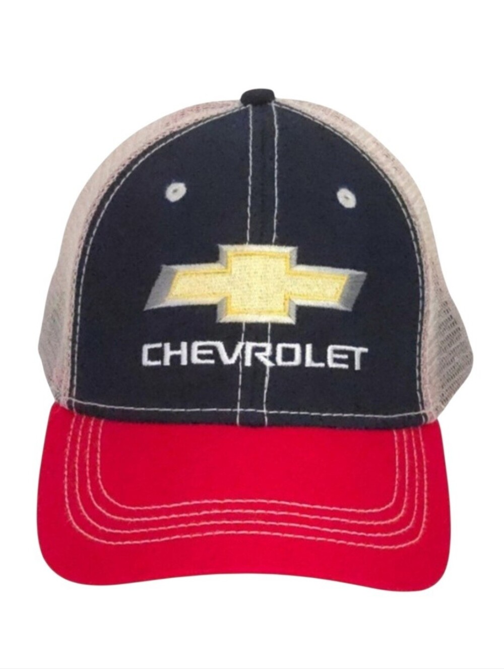 Chevrolet Blue & Red H3 Headwear Ivory Mesh Side Snapback Baseball Cap Hat